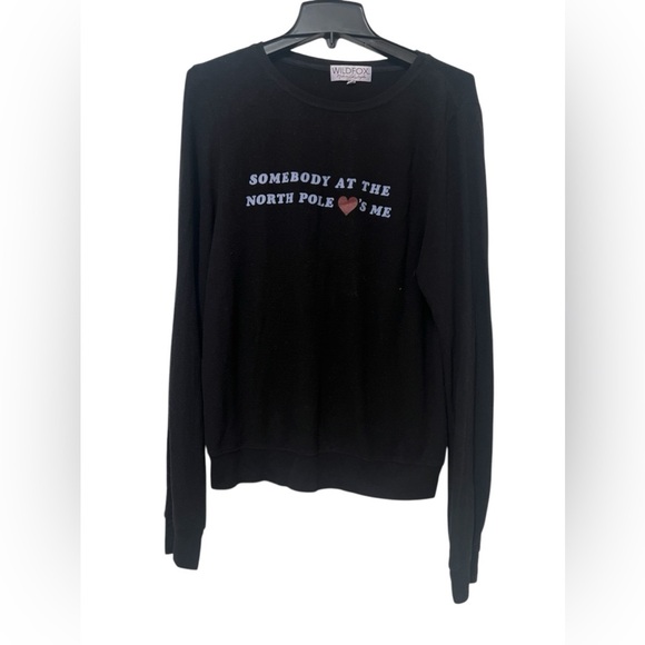 Wildfox baggy pull over size small “someone at the North Pole loves me” black - Picture 4 of 5